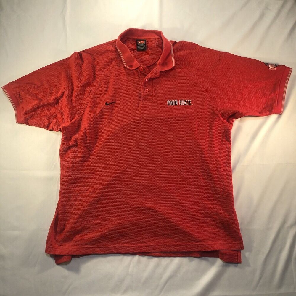 Nike Ohio State Polo Shirt Men's L Red Vintage Team Apparel Embroidered